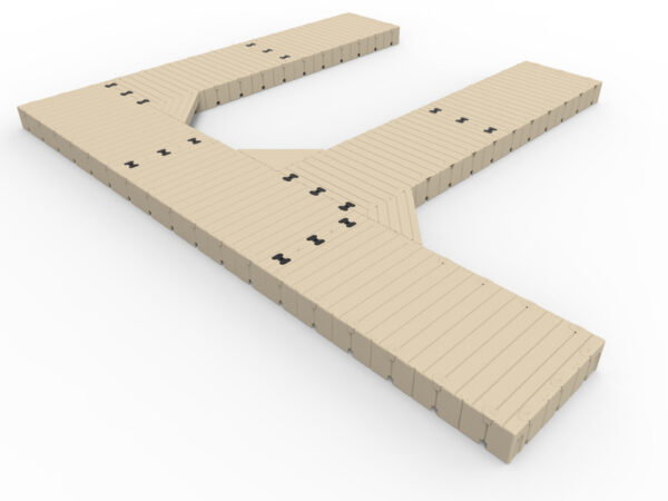 F-Shape Dock, 30′ Long x 25′ Wide, with 60″ Finger Docks